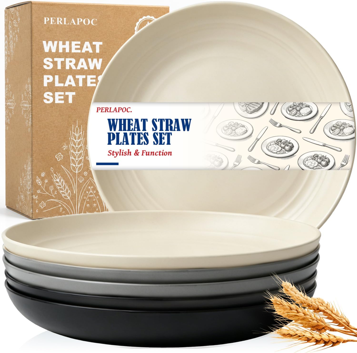 9-inch Wheat Straw Plate Set - 6-Piece