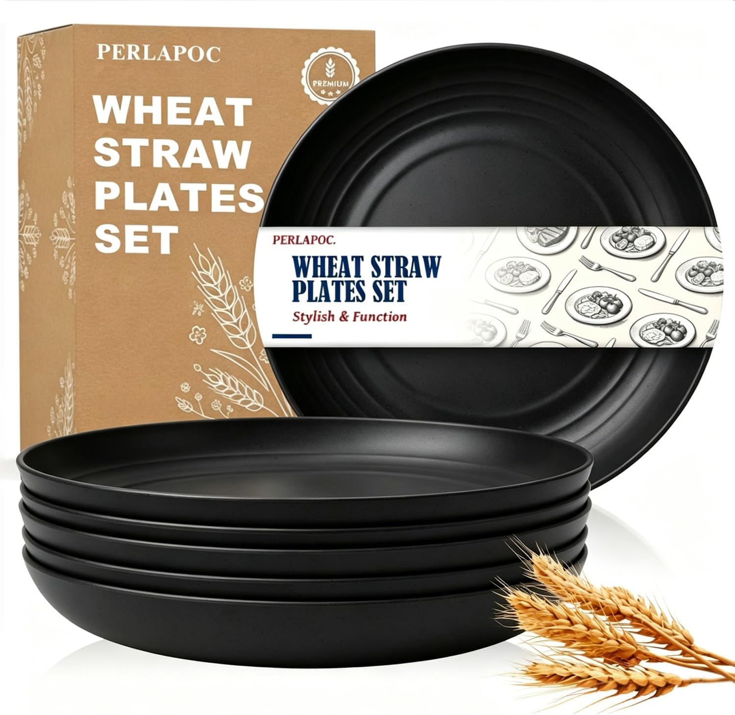 9-inch Wheat Straw Plate Set - 6-Piece