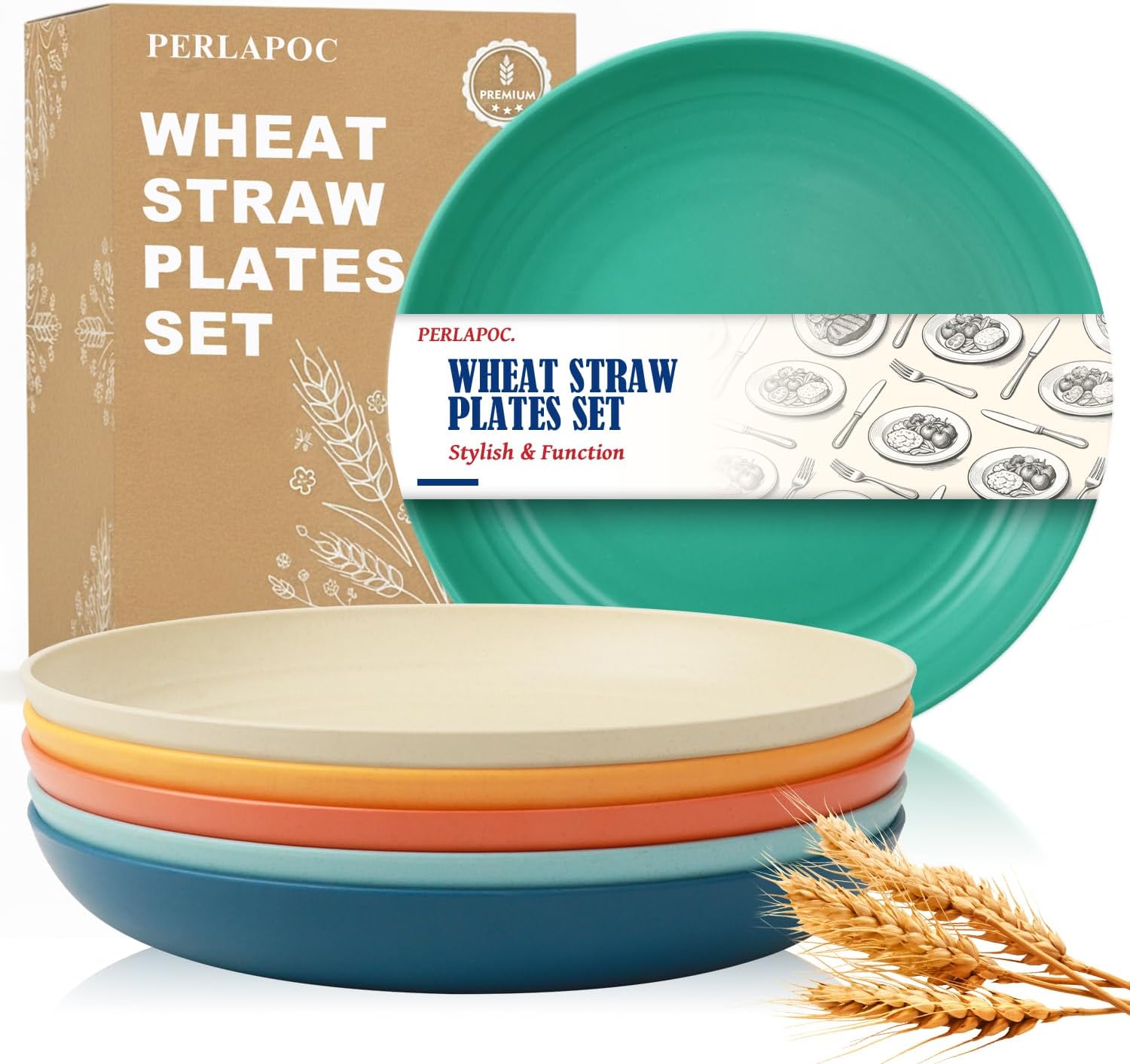 9-inch Wheat Straw Plate Set - 6-Piece