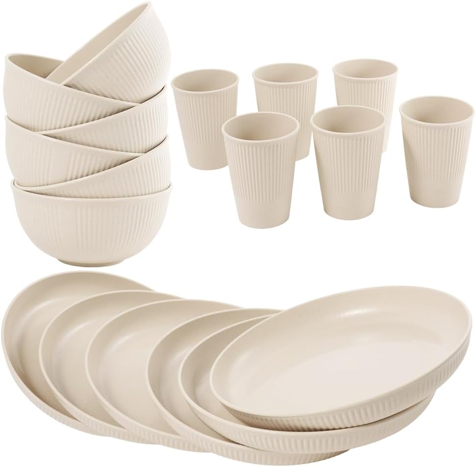 Beige Wheat Straw Dining Set