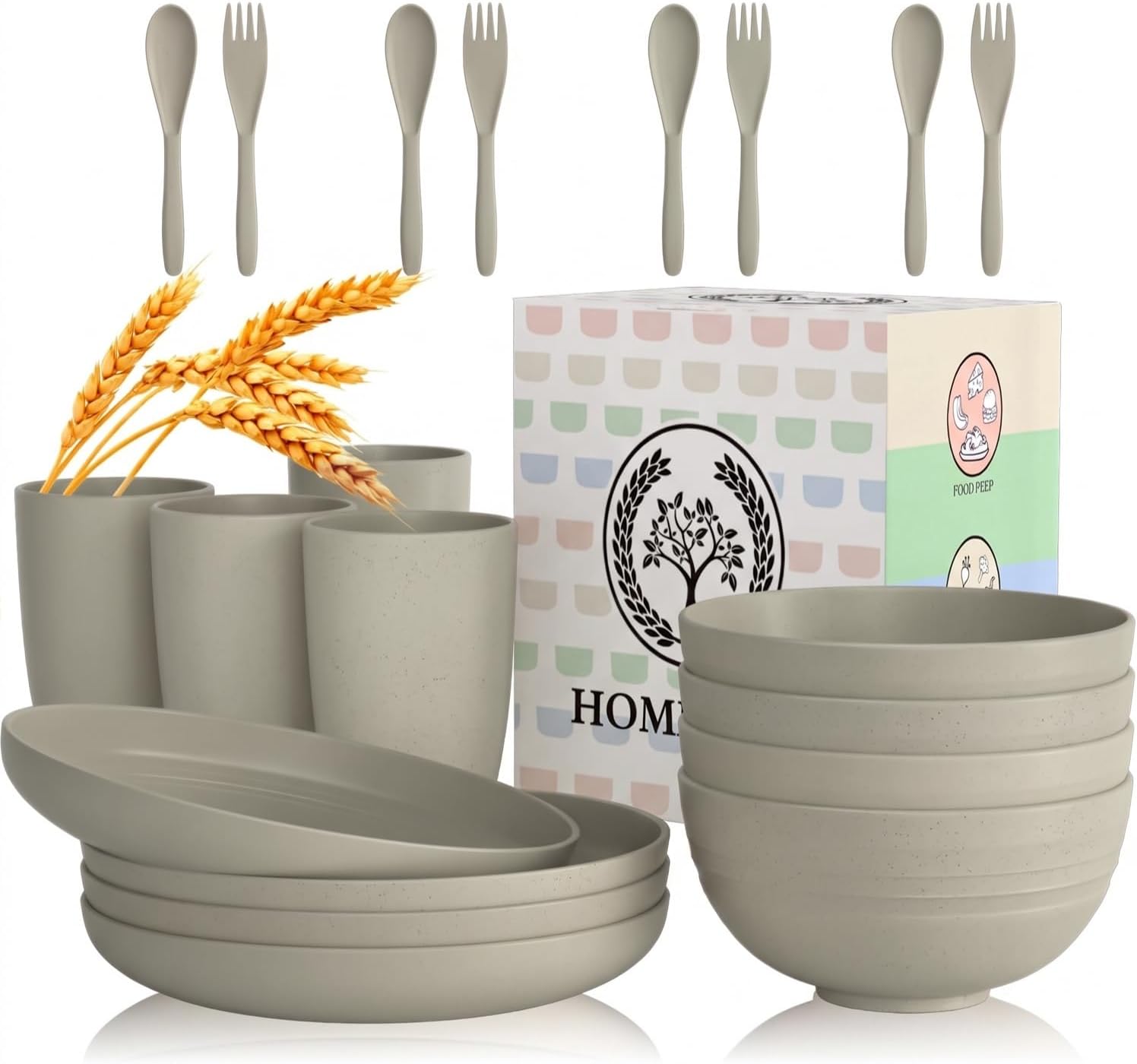 Beige Wheat Straw Dinnerware