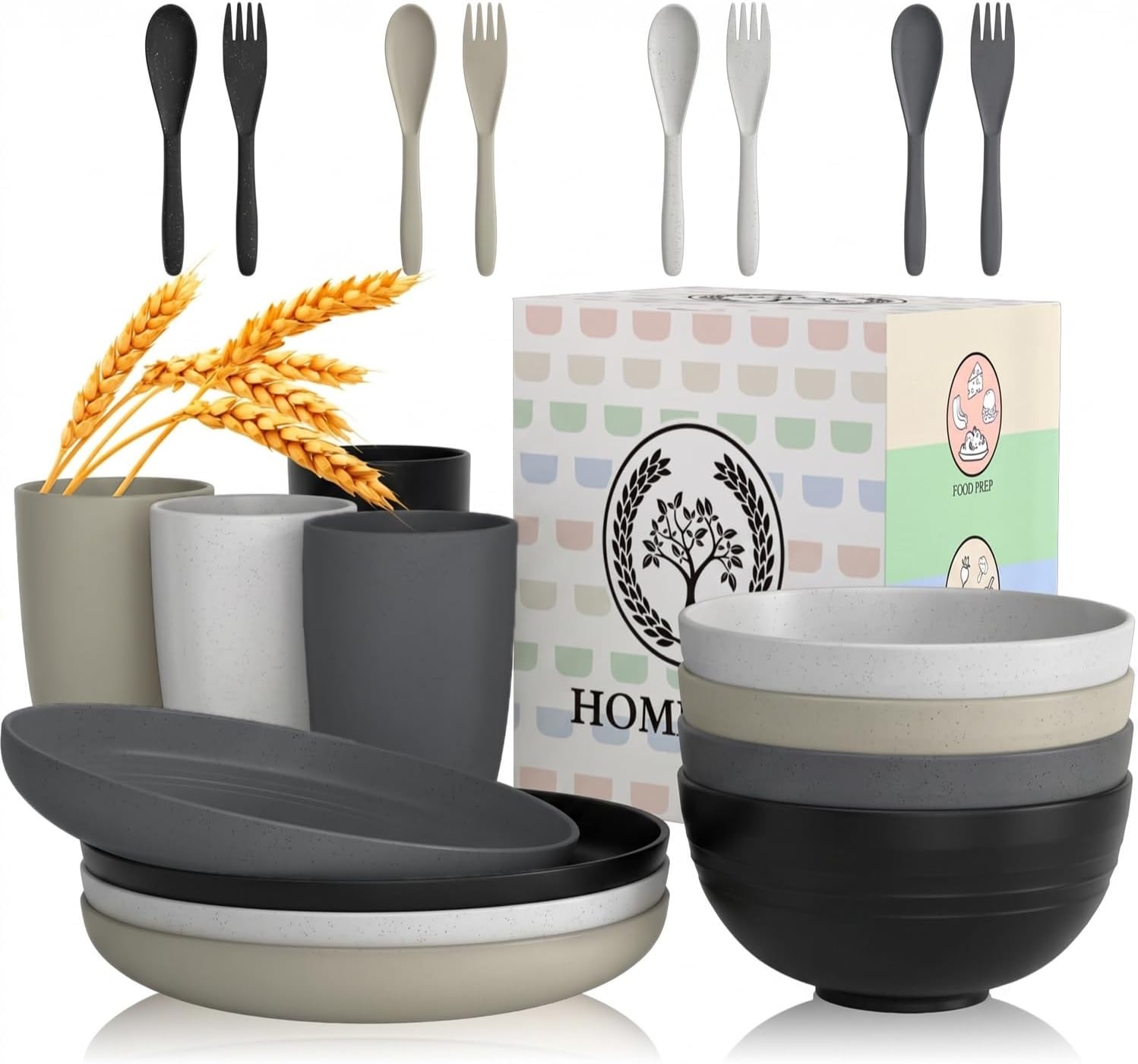 Beige Wheat Straw Dinnerware