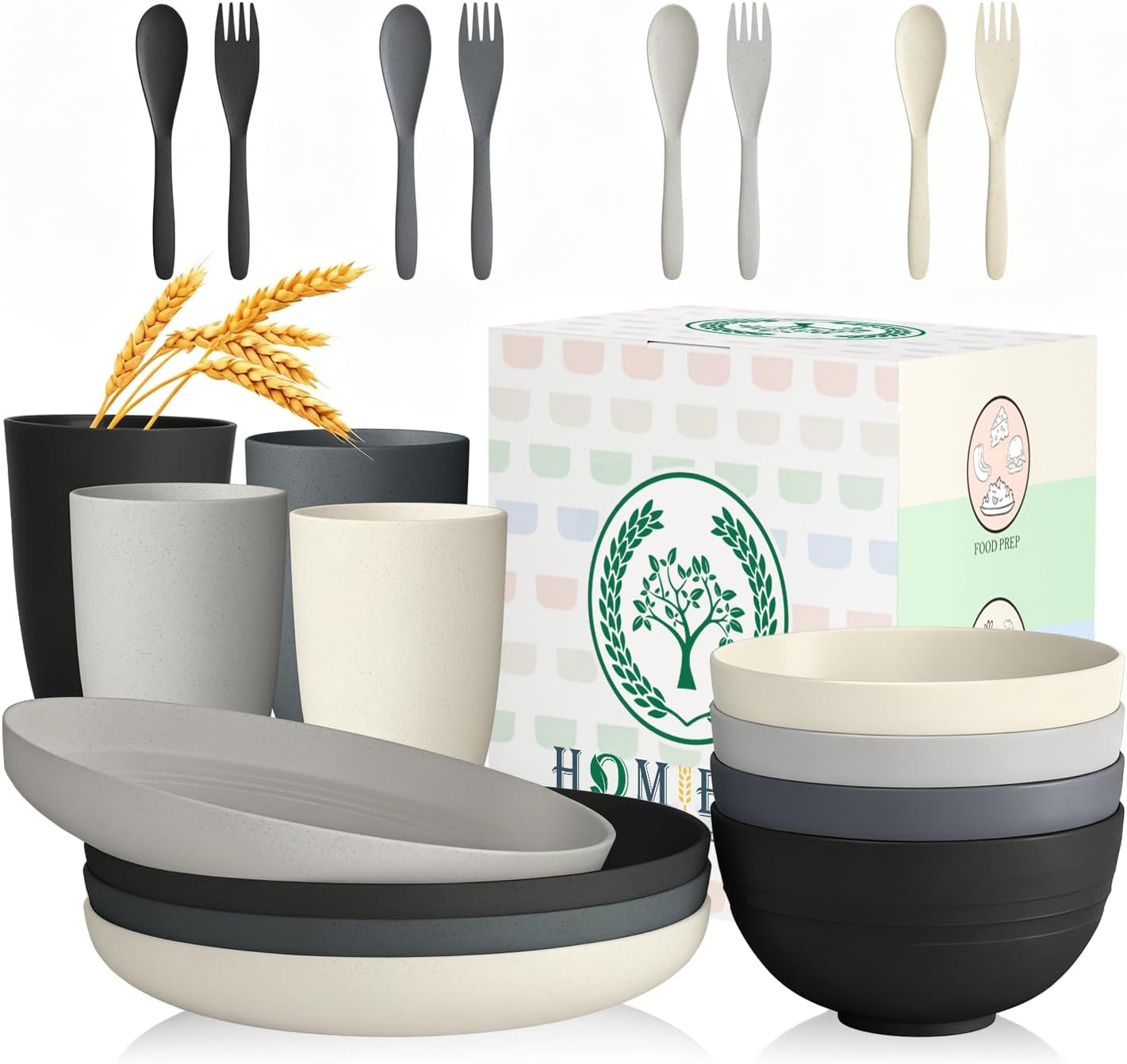 Beige Wheat Straw Dinnerware