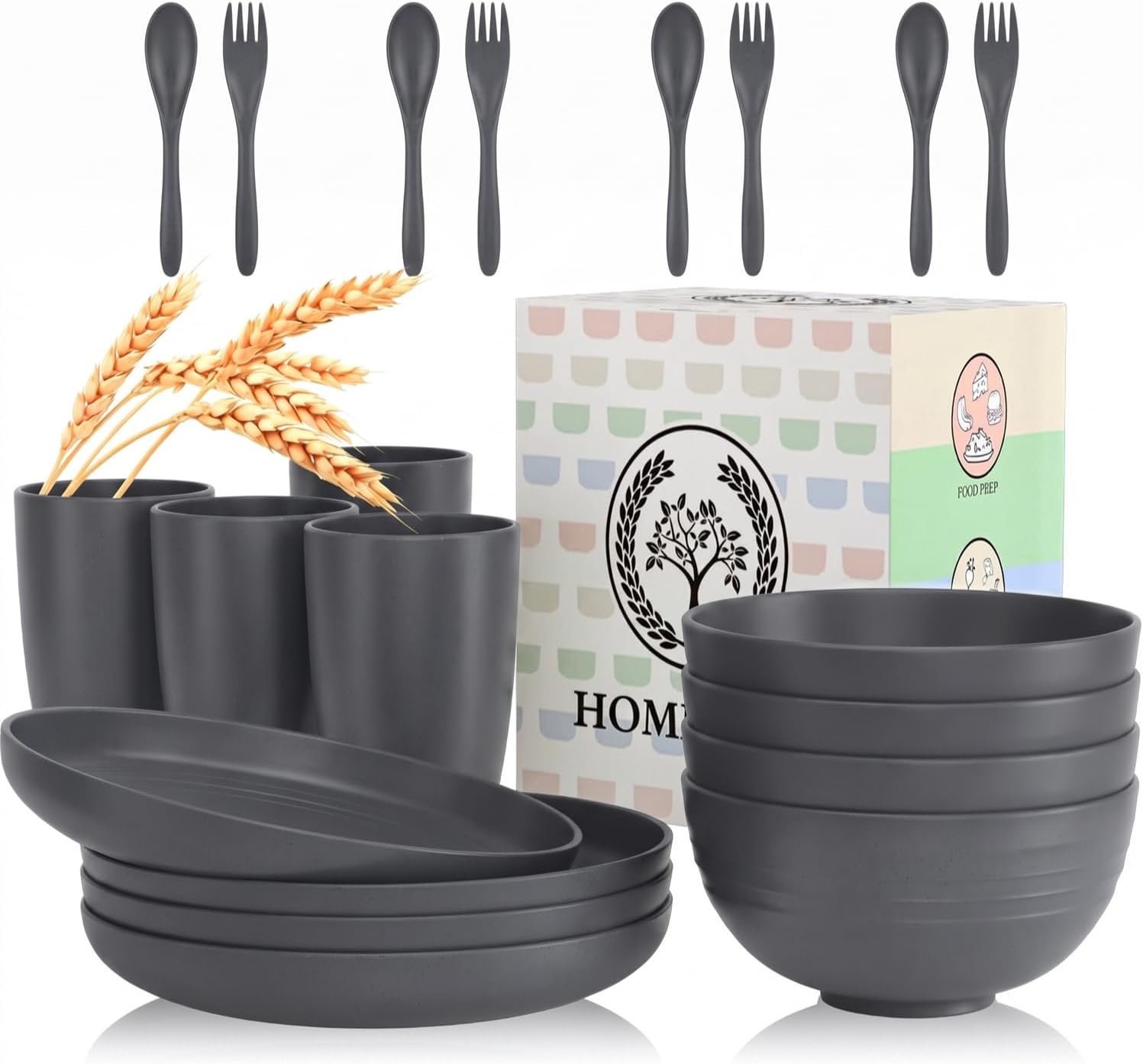 Beige Wheat Straw Dinnerware