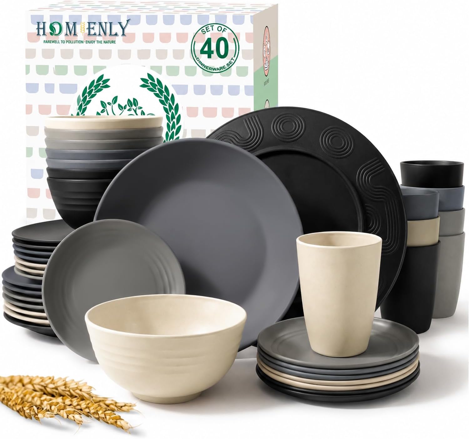 Beige Wheat Straw Dinnerware