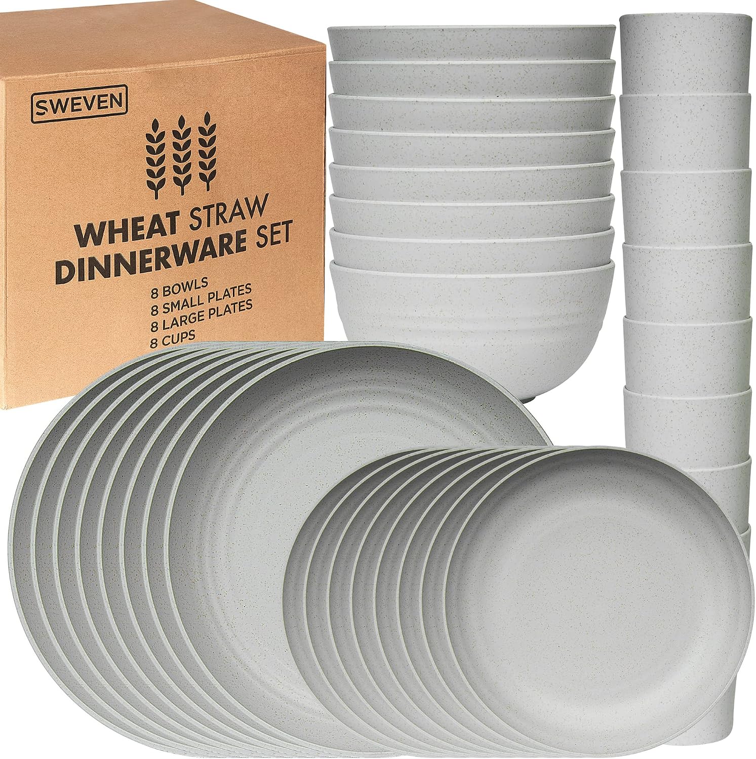 Beige Wheat Straw Dinnerware Set - 32-Piece