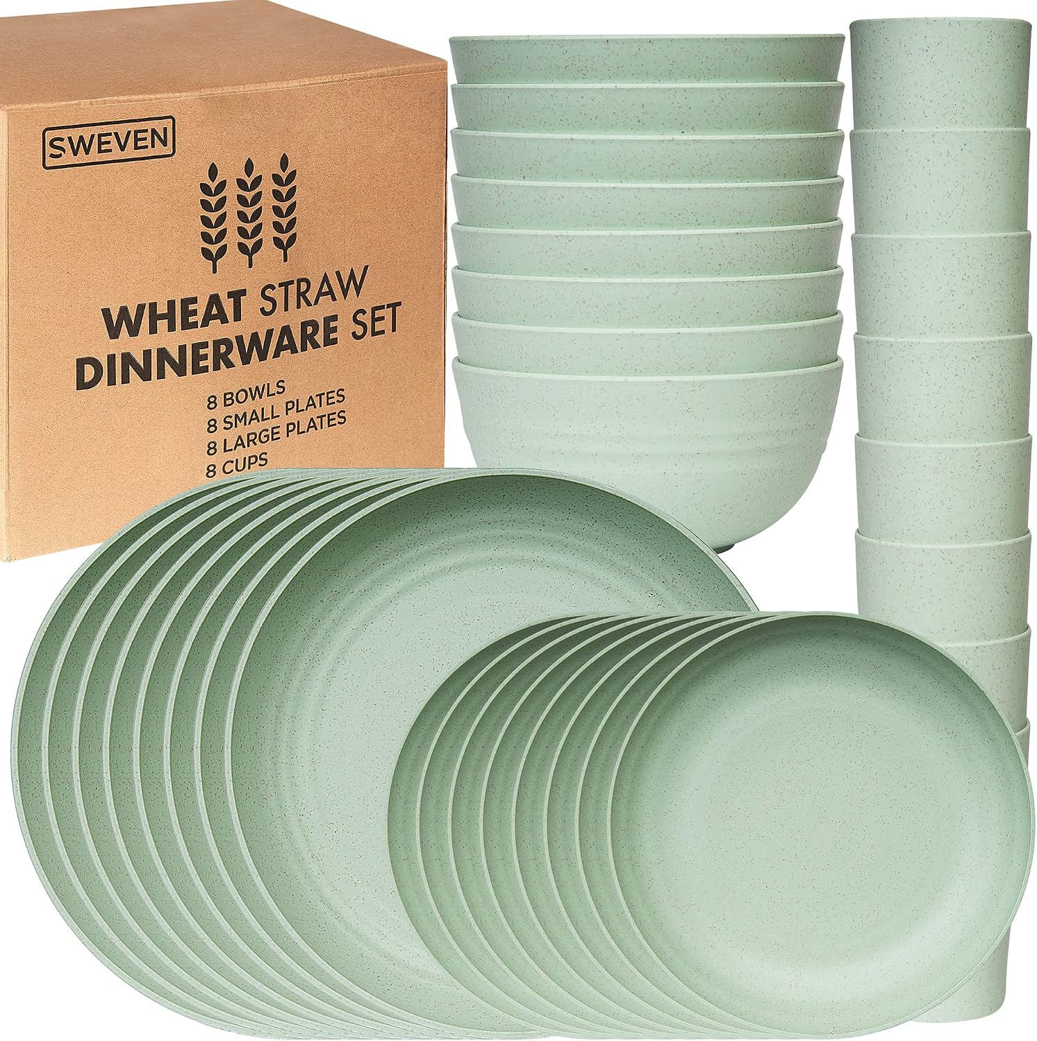Beige Wheat Straw Dinnerware Set - 32-Piece