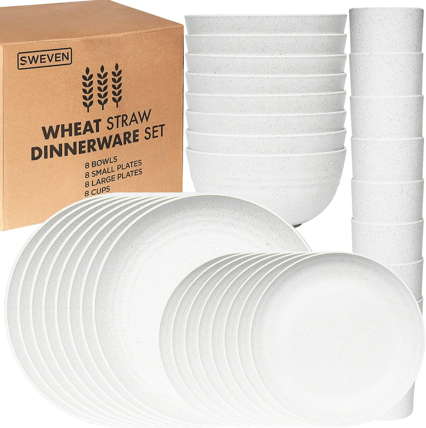 Beige Wheat Straw Dinnerware Set - 32-Piece