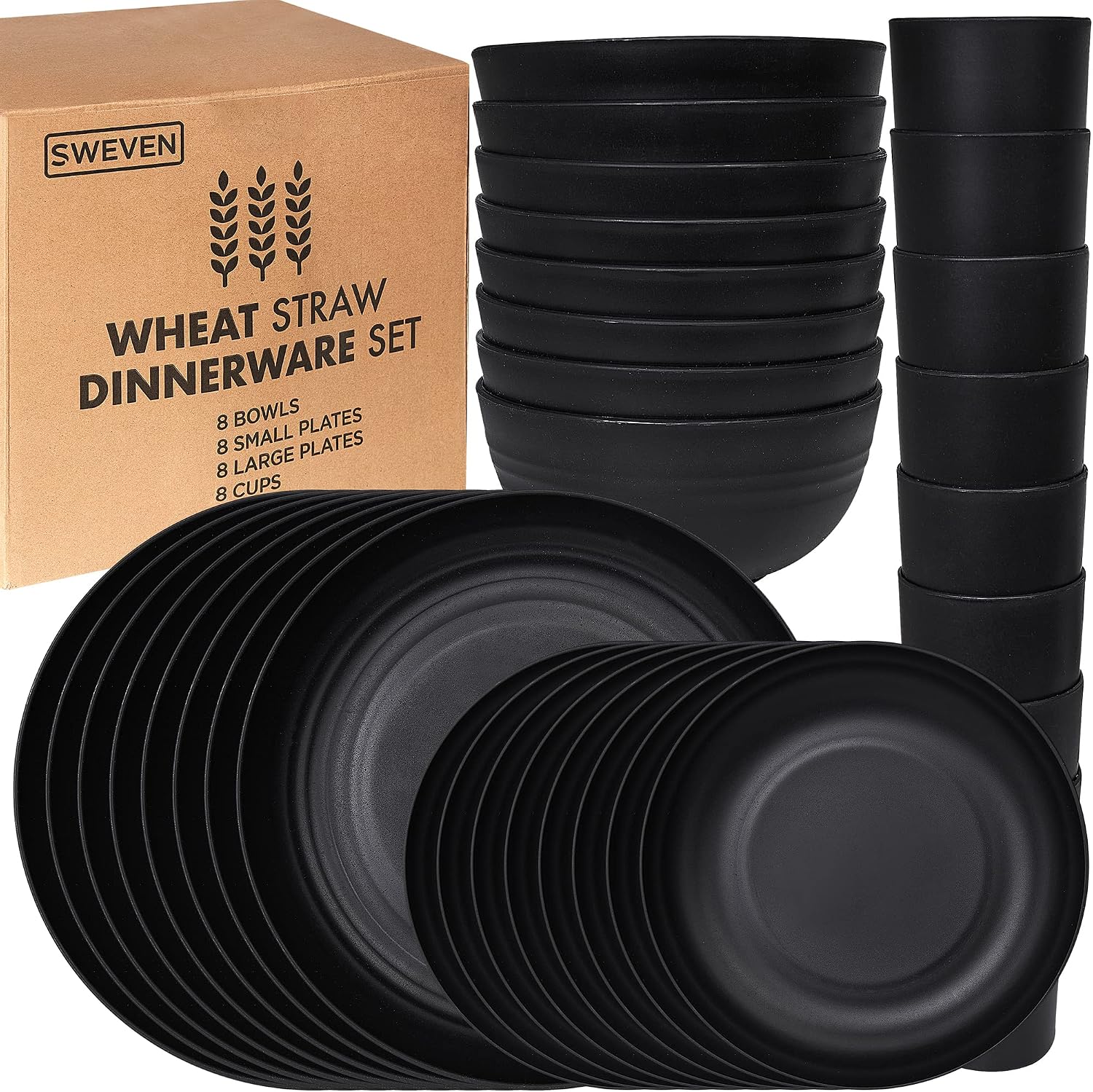 Beige Wheat Straw Dinnerware Set - 32-Piece