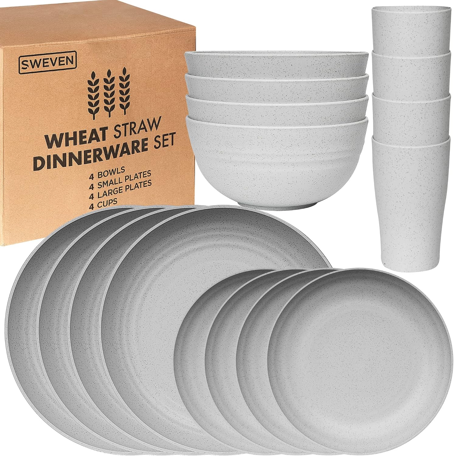 Beige Wheat Straw Dinnerware Set - 32-Piece