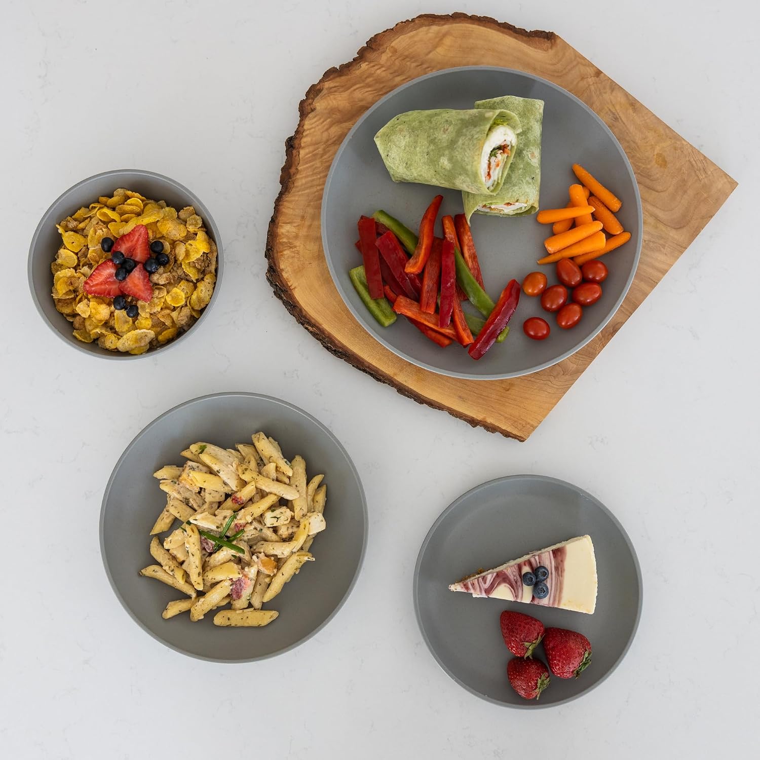 Grey Wheat Straw Dinnerware - 16-Piece Set