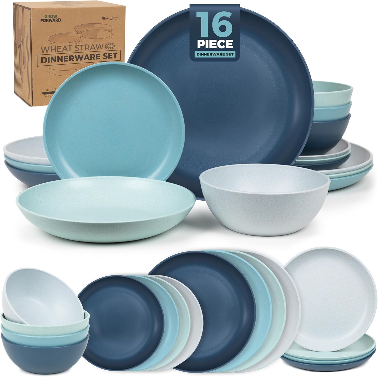 Grey Wheat Straw Dinnerware - 16-Piece Set