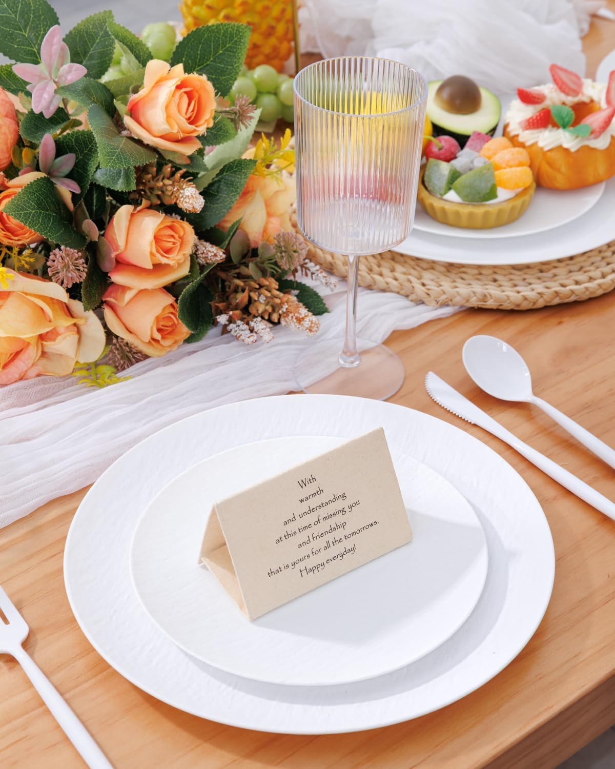 White Reusable Plastic Dinnerware - 32-Piece Set