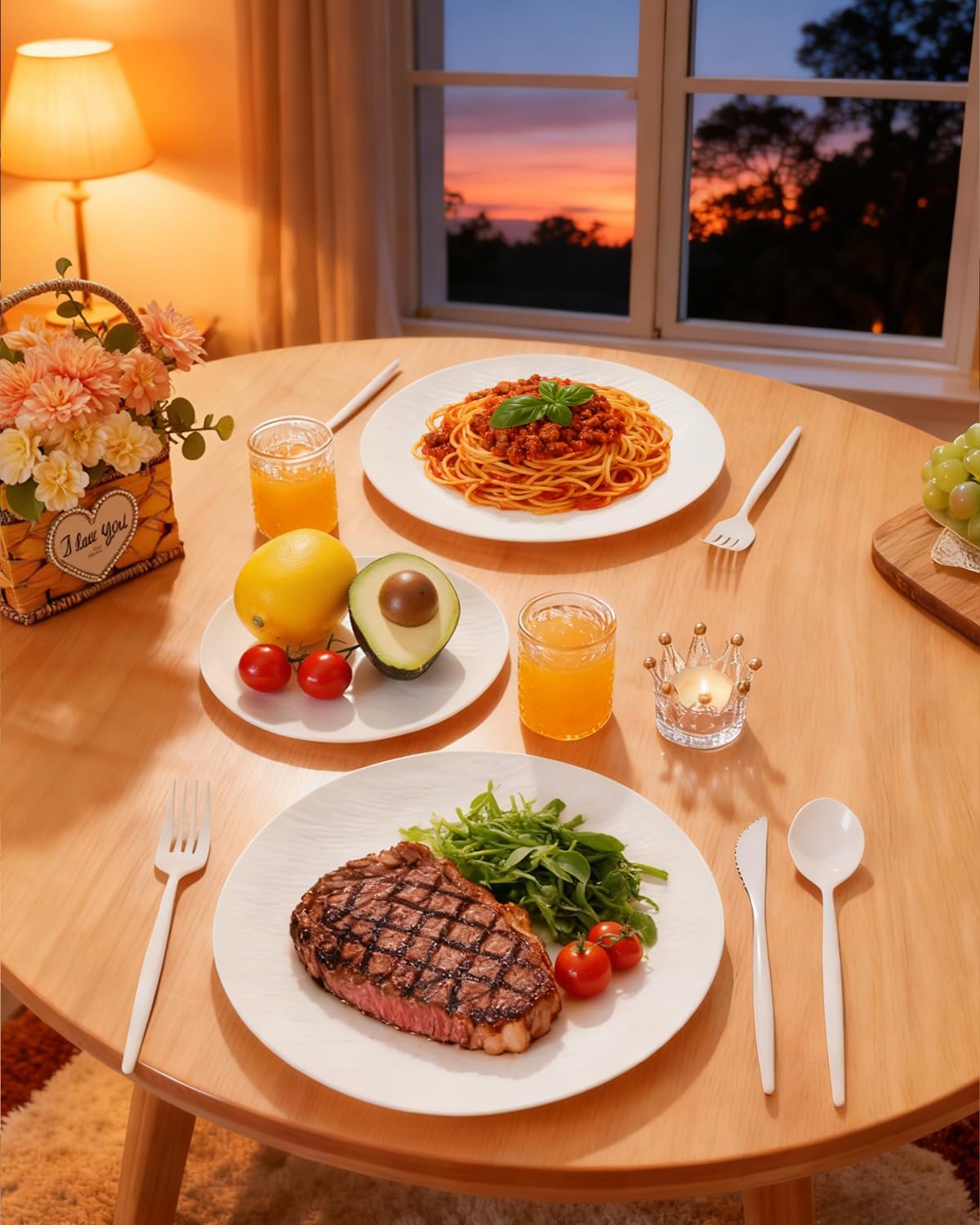 White Reusable Plastic Dinnerware - 32-Piece Set